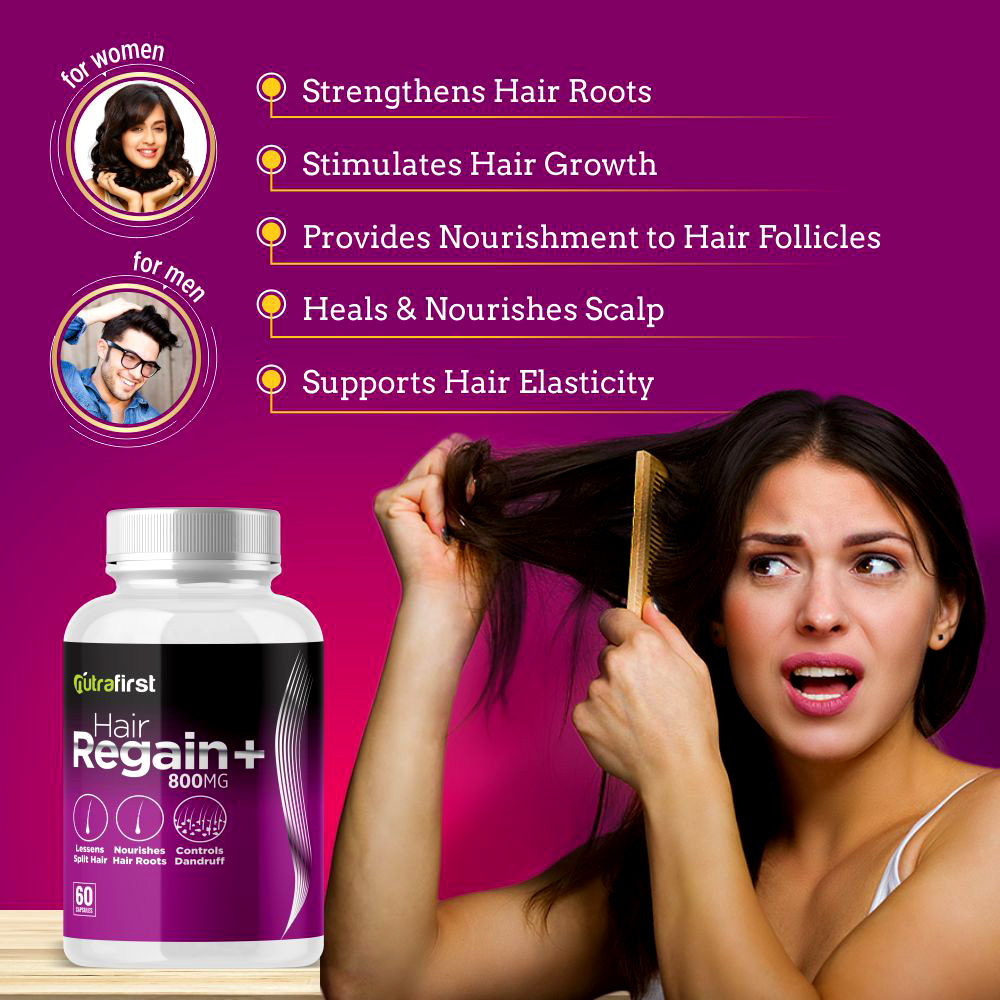 Nutrafirst Hair Regain + Capsules for Faster Hair Growth – 60 Capsules