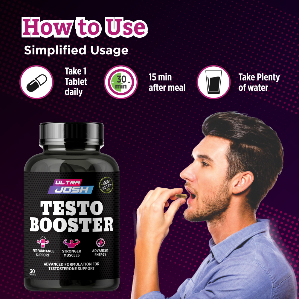 Nutrafirst Natural Testo Booster (Ultra Josh) Tablets for Men – 120 Tablets (4 Bottles Pack)