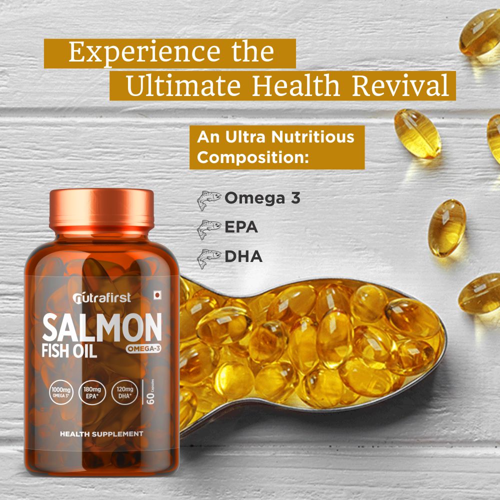 Nutrafirst Salmon Fish Oil, Omega 3 Fatty Acid 1000mg – 60 Capsules