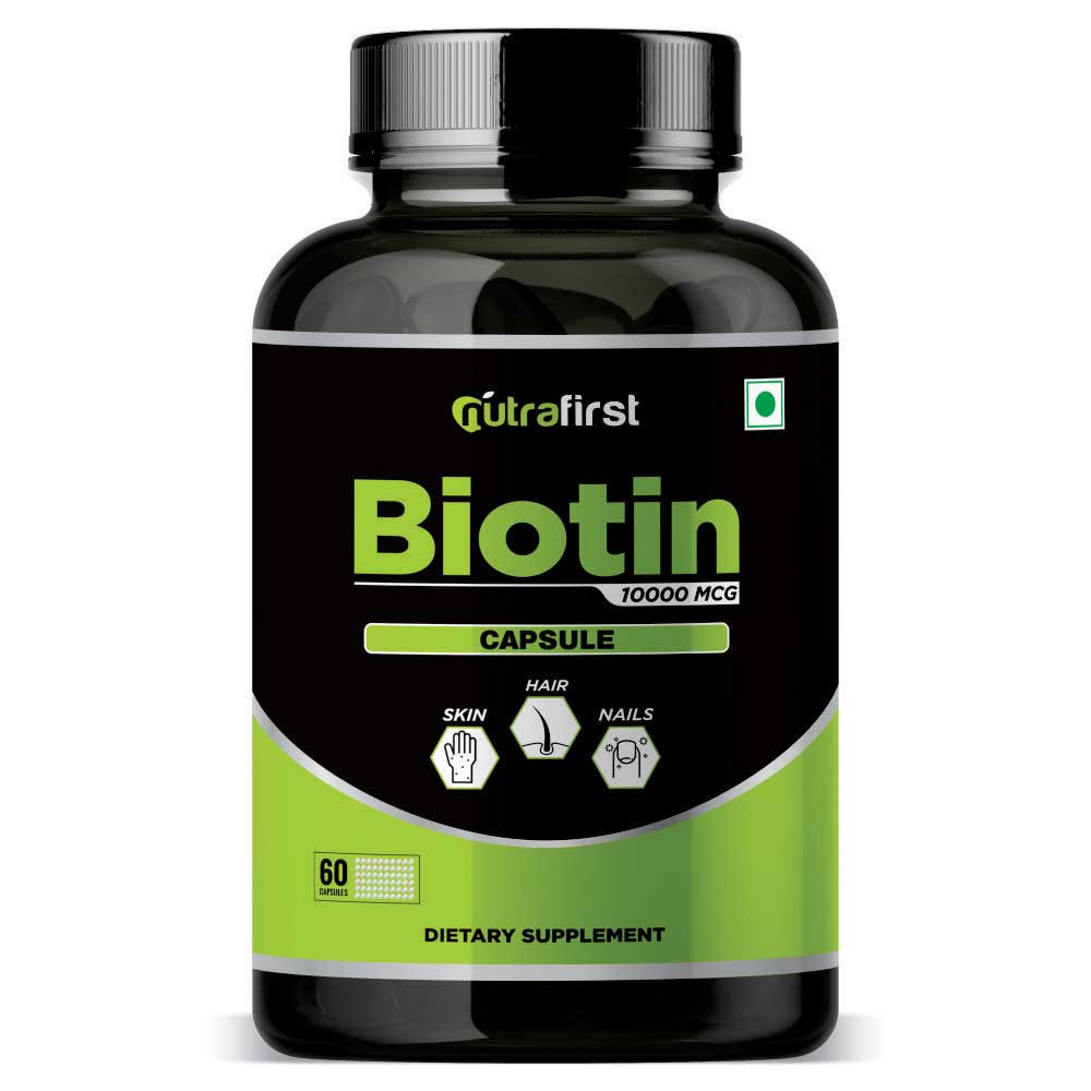 Nutrafirst Biotin Capsules for Hair, Skin and Nails 10000mcg – 60 Capsules