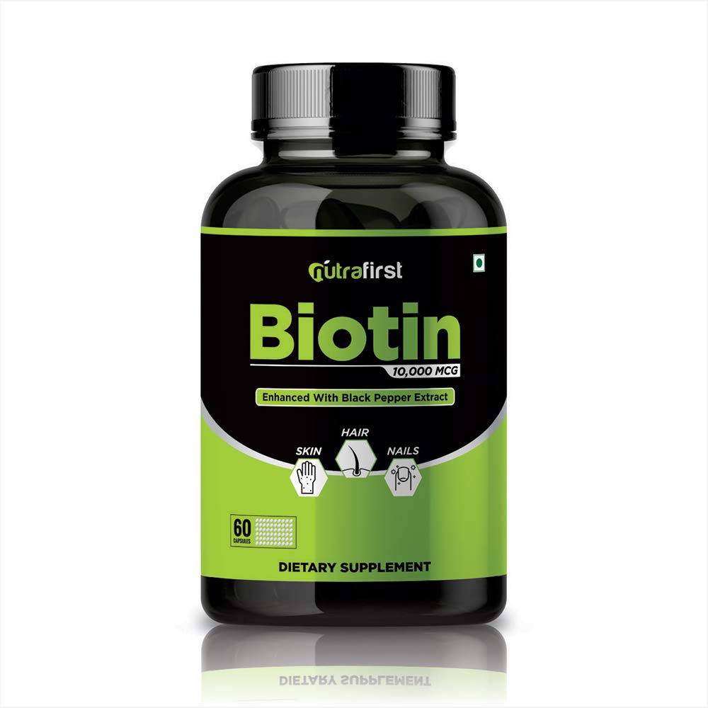 Nutrafirst Biotin capsules for hair growth- with Black Pepper - 60 Capsules