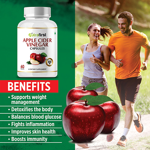 Nutrafirst Apple Cider Vinegar 500mg for Weight Loss – 60 Capsules