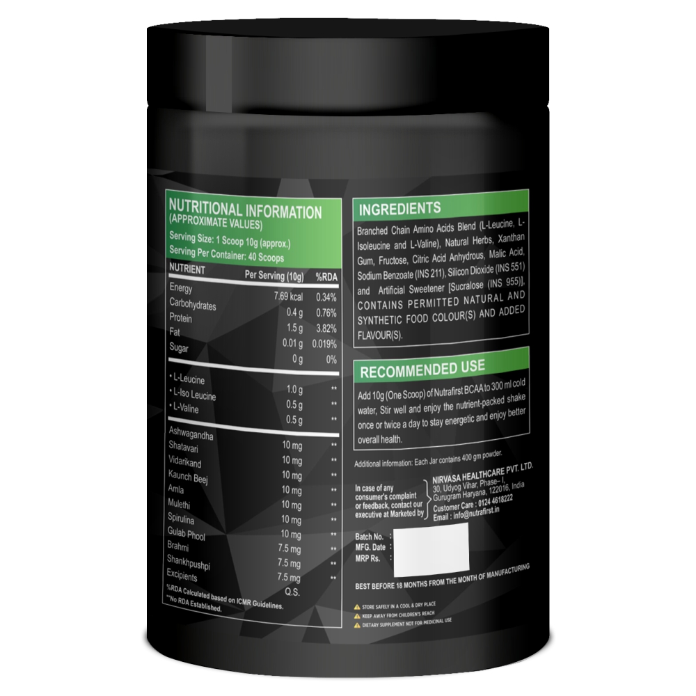 Nutrafirst BCAA Powder with Herbs – 400gm