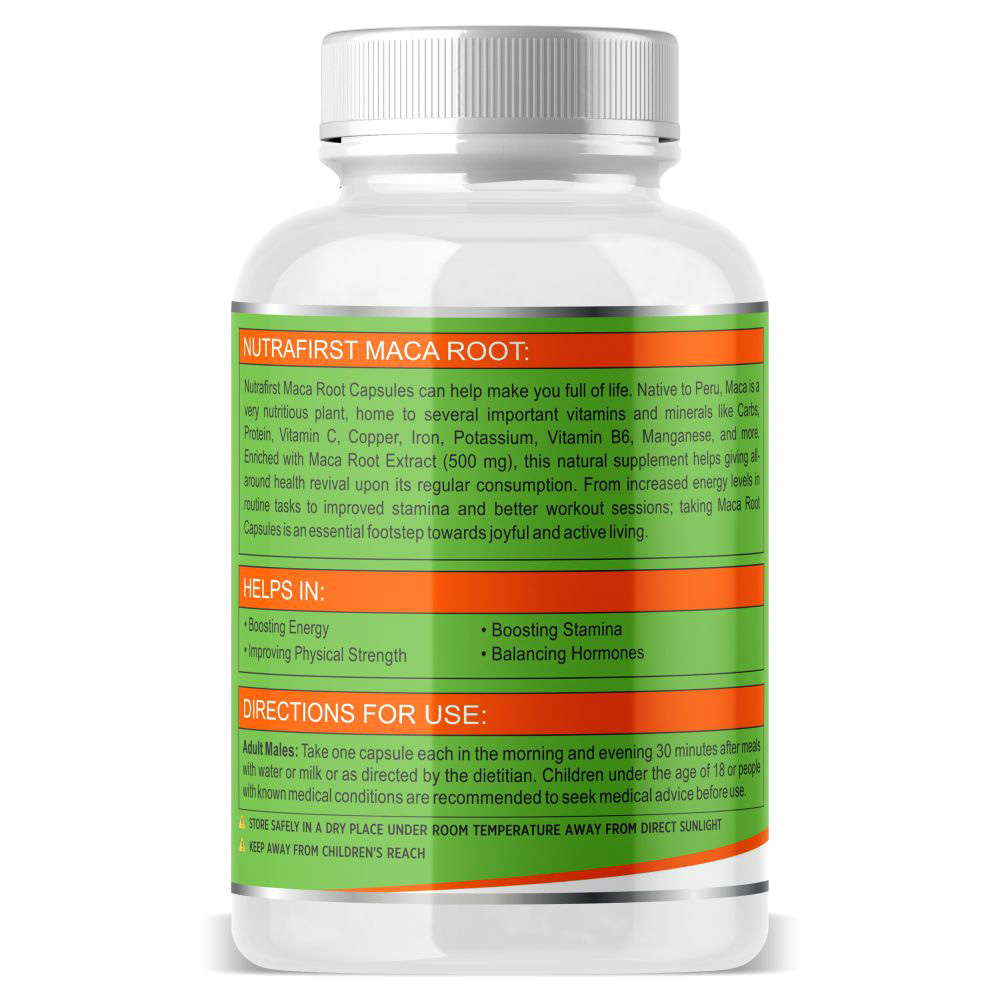Nutrafirst Maca Root 500mg for Endurance and Energy – 60 Capsules