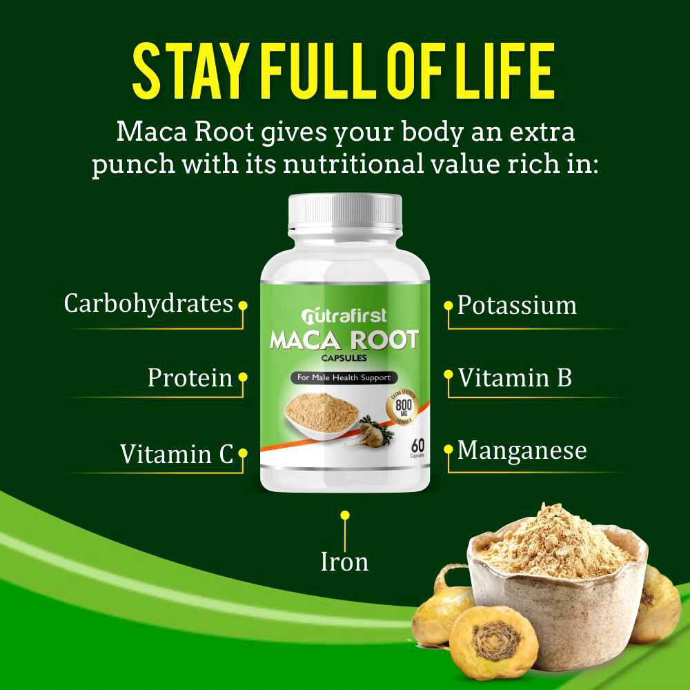 Pure & Organic Maca Root Capsules 500mg – (2 Bottles Pack)