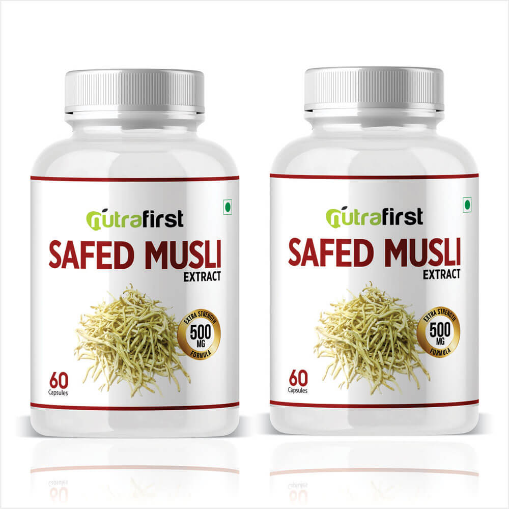 Safed Musli Capsules (100% Pure & Organic) 500mg – 2 Bottles Pack