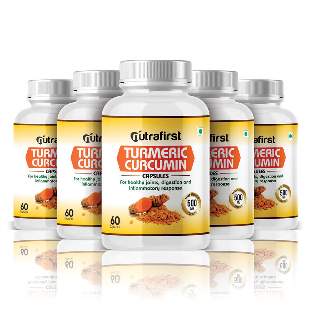 Turmeric Curcumin Capsules (60 Capsules) – 500mg – 5 Bottles Pack