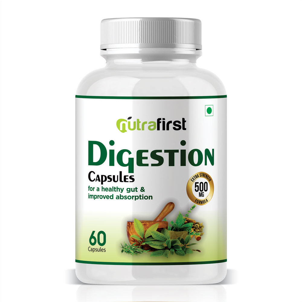 Nutrafirst Digestion Capsules 500mg for Acidity and Constipation – 60 Capsules