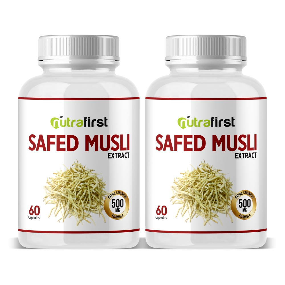 Safed Musli Capsules (100% Pure & Organic) 500mg – 2 Bottles Pack