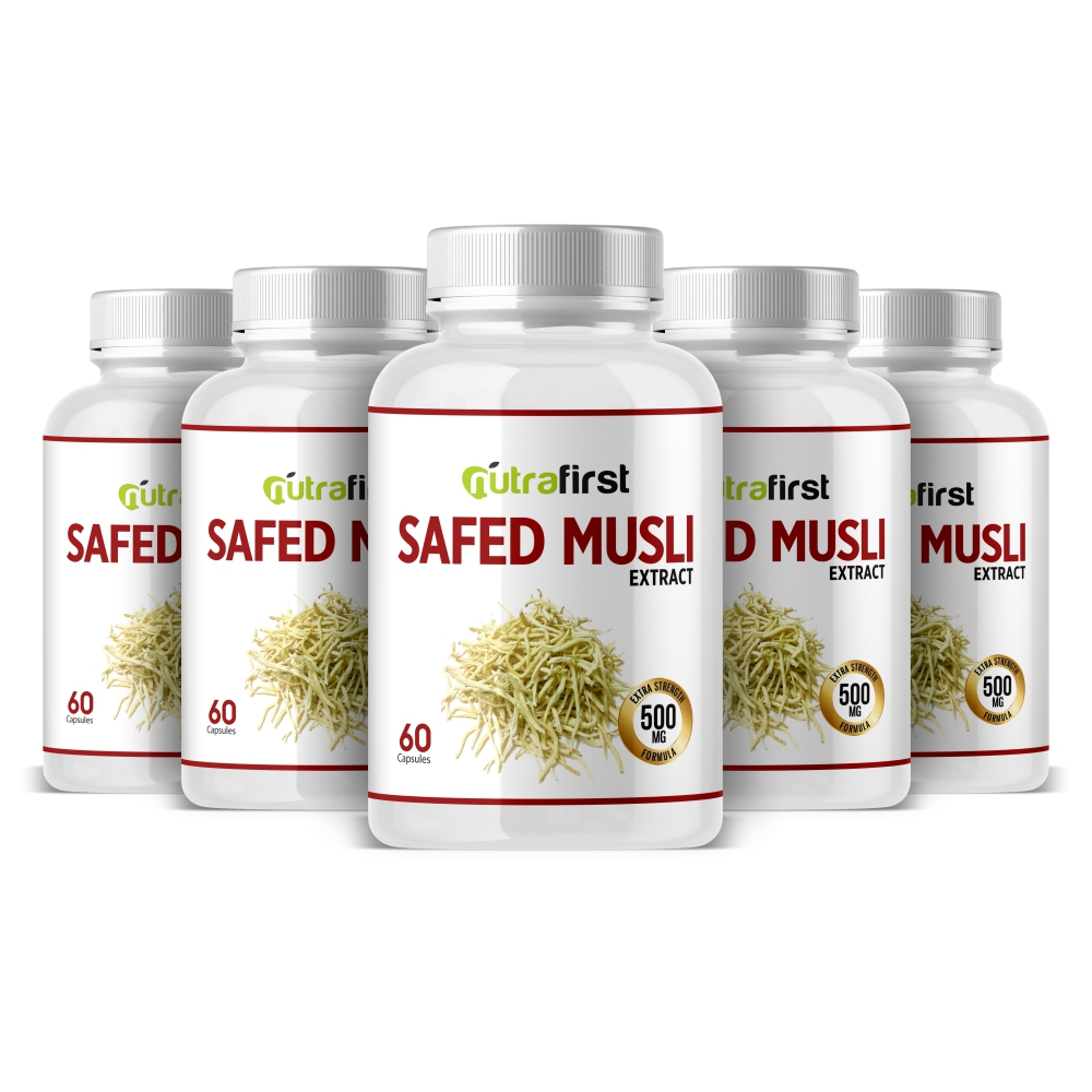 Safed Musli Capsules (100% Pure & Organic) 500mg – 5 Bottles Pack