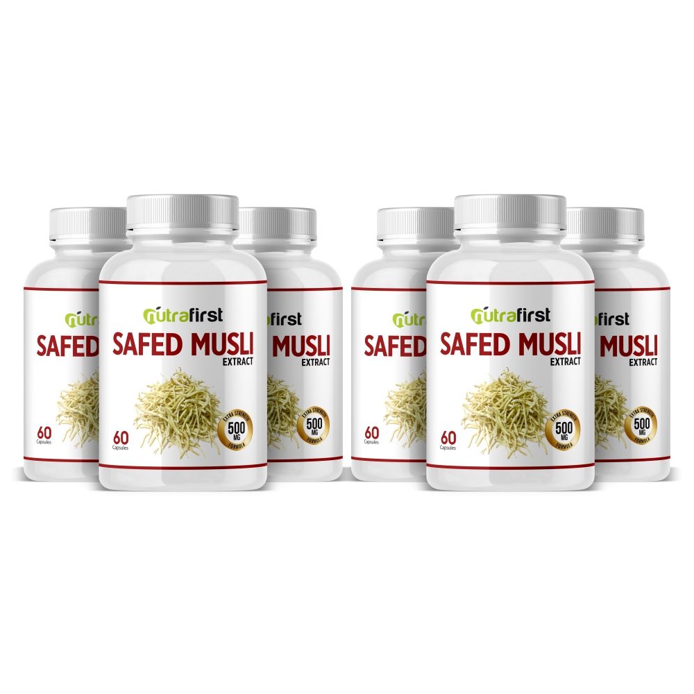 Safed Musli Capsules (100% Pure & Organic) 500mg – 6 Bottles Pack