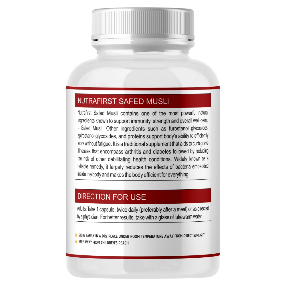 Nutrafirst Safed Musli Extract Capsules 100% Natural – 60 Capsules