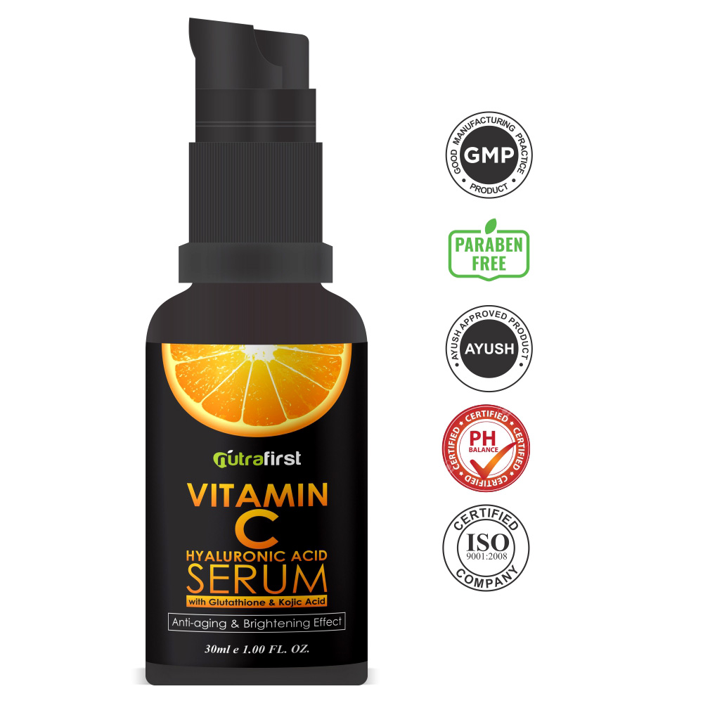 Nutrafirst Vitamin C with Hyaluronic Acid Serum for Clear and Glowing Skin – 30ml