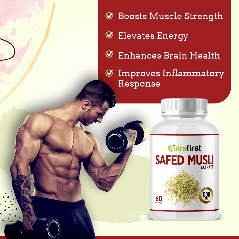 Nutrafirst Safed Musli Extract Capsules 100% Natural – 60 Capsules