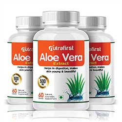 Nutrafirst Aloe Vera Extract 500mg for Skin, Hair, Acne and Weight loss – 60 Capsules