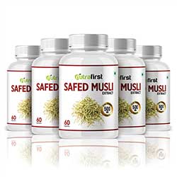 Safed Musli Capsules (100% Pure & Organic) 500mg – 4 Bottles Pack