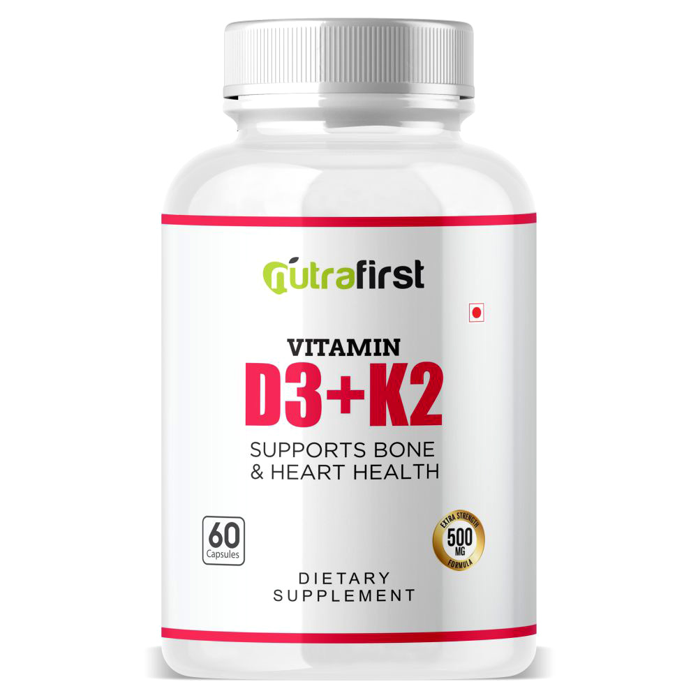 Nutrafirst Vitamin D3+K2 Capsules to Support Bone & Heart Health – 60 Capsules