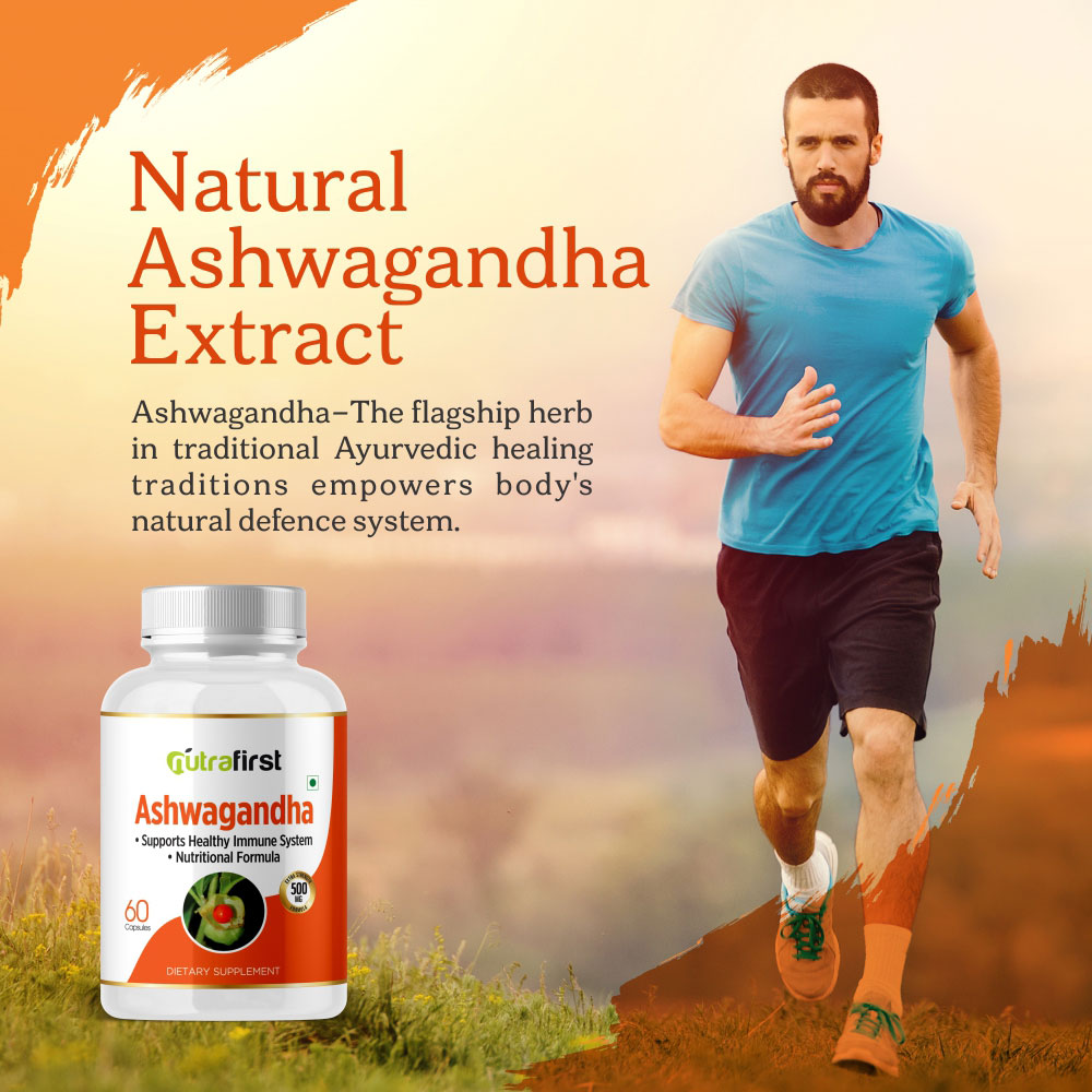 Nutrafirst Ashwagandha Capsules (500 mg) for Better Immunity, Energy & Endurance – 60 Capsules