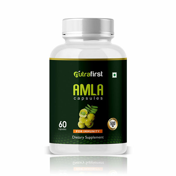 Nutrafirst Amla Capsules (500mg) for Improved Immunity, Heart, Vision, Hair and Skin – 60 Capsules