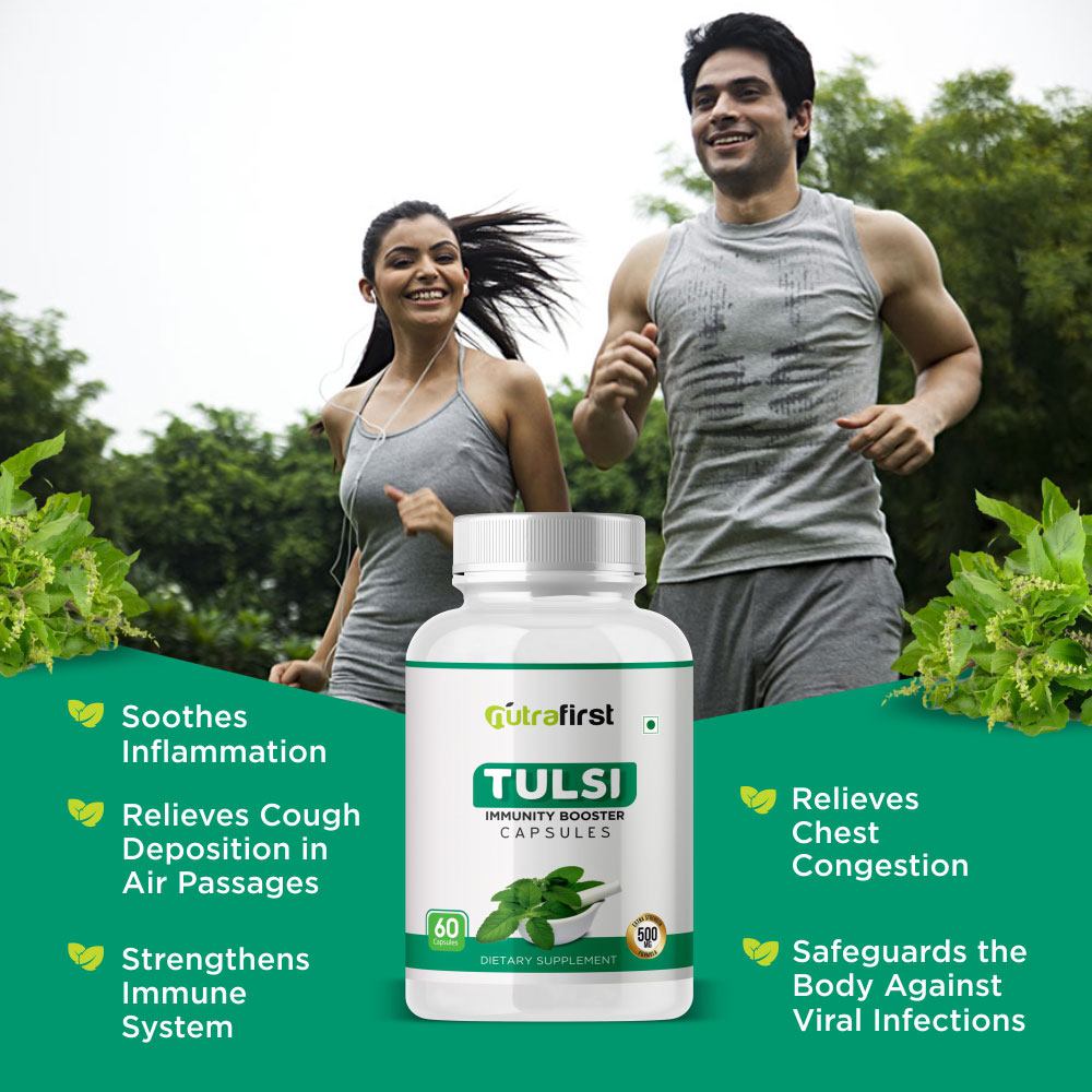 Nutrafirst Tulsi Capsules to Boost Immunity and Improve Respiratory Health 500 mg – 60 Capsules